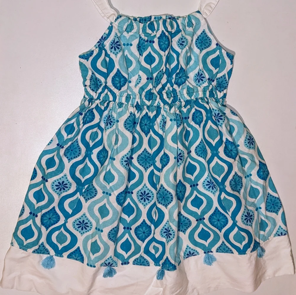 Gymboree Tassel Tile Print Linen Blend Dress